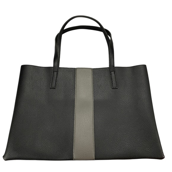 Vince Camuto Handbags - Vince Camuto Black Grey Pebbled Vegan Leather Tote Bag Colorblock Shoulder Bag